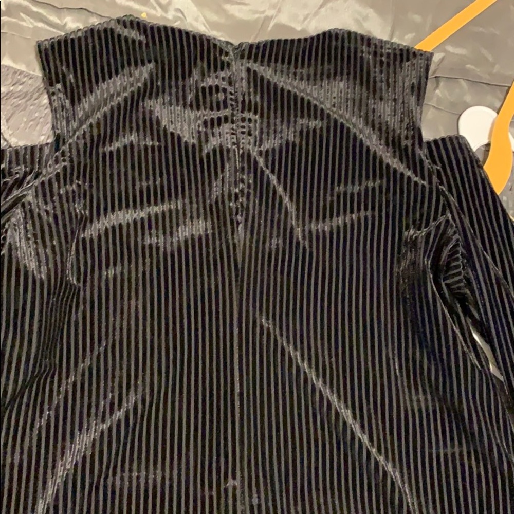 BLACK RICH VELVET COLD SHOULDER TOP DRESSY - Picture 6 of 6